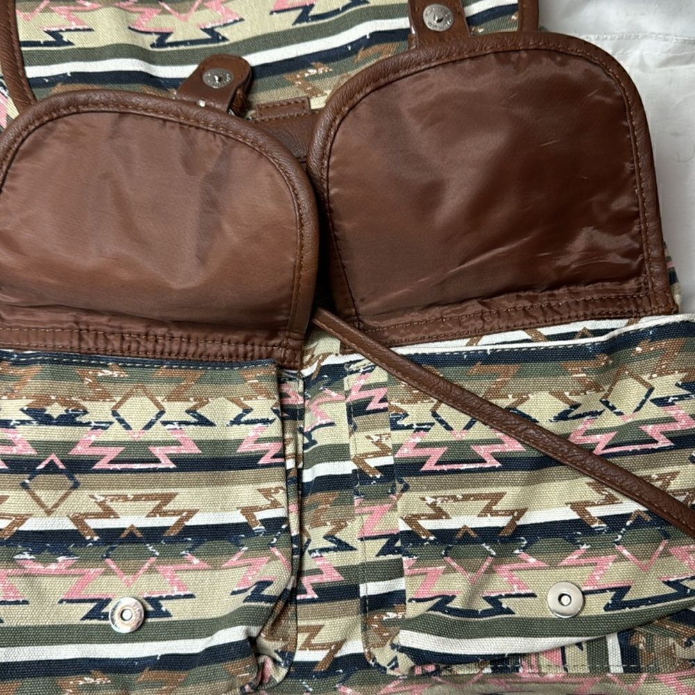 No Boundaries Aztec Style Canvas 2 Front Pocket Backpack. - Picture 3 of 7